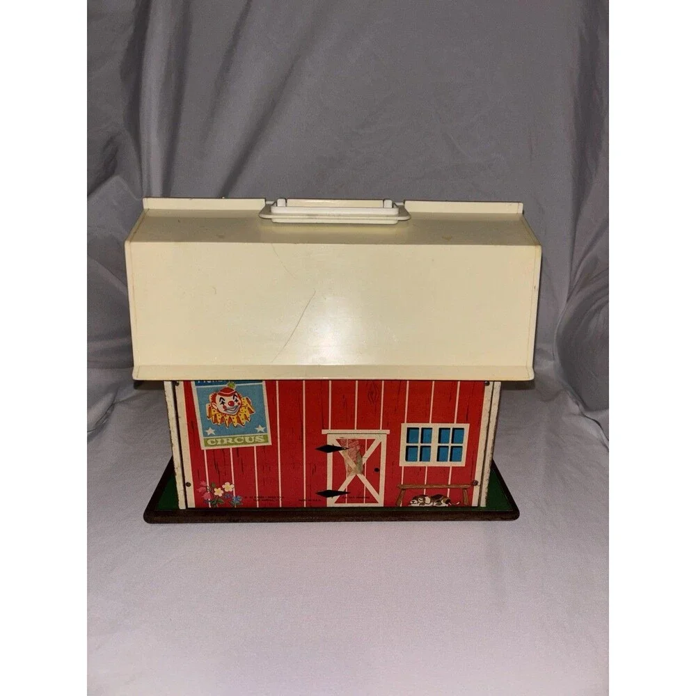 Vintage Fisher Price Little People Play Family Farm Barn Moo Wrks 1967 W Cow